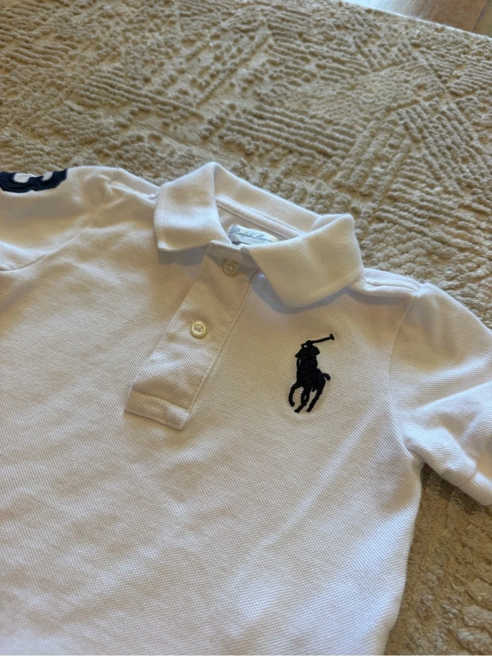 Ralph Lauren Baby Boys White Big Pony Polo Shirt Size 12M